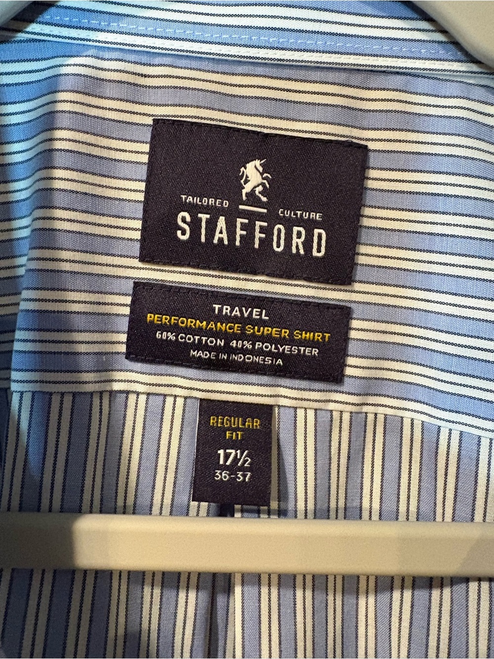 Stafford Blue and White Striped Dress Shirt